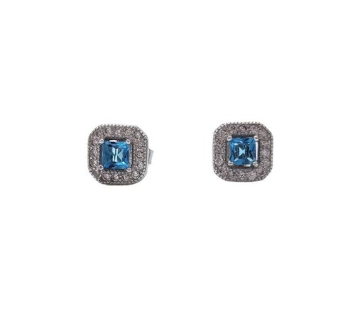 Brincos com Zircónia azul